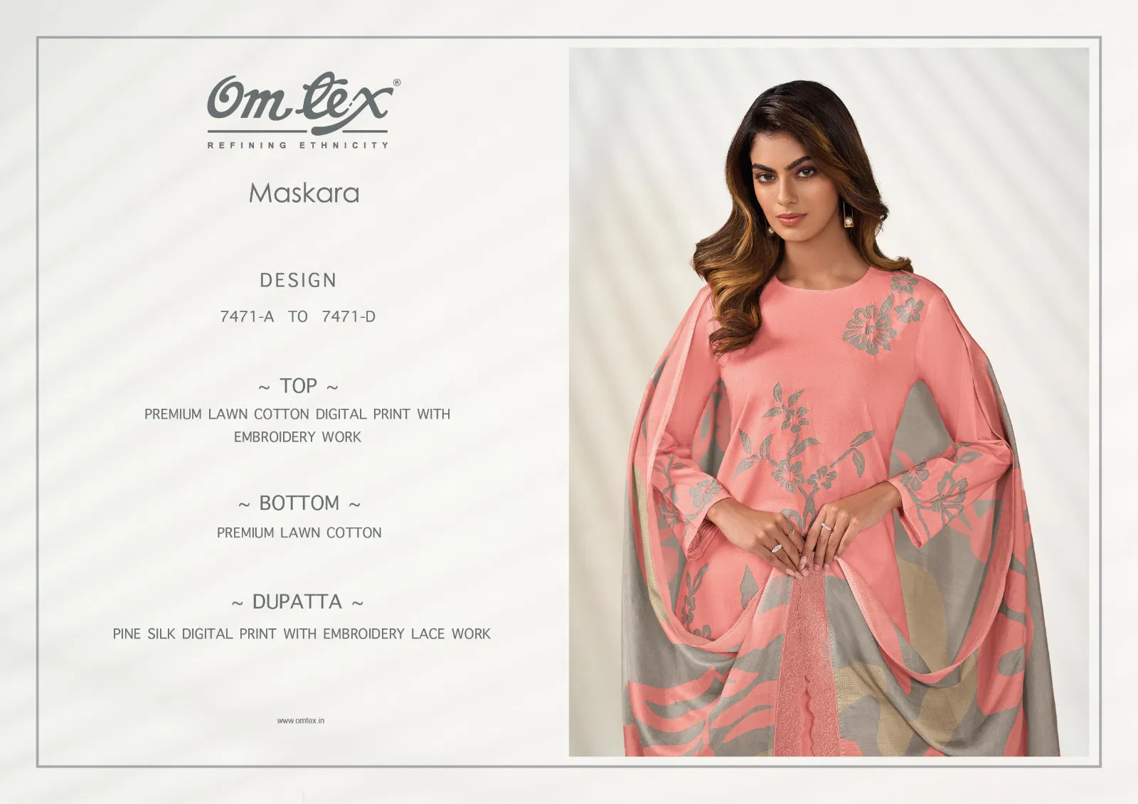 Maskara By Omtex Lawn Cotton Printed Embroidery Dress Material Orders In India